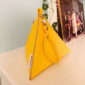cute yellow triangle wristlet